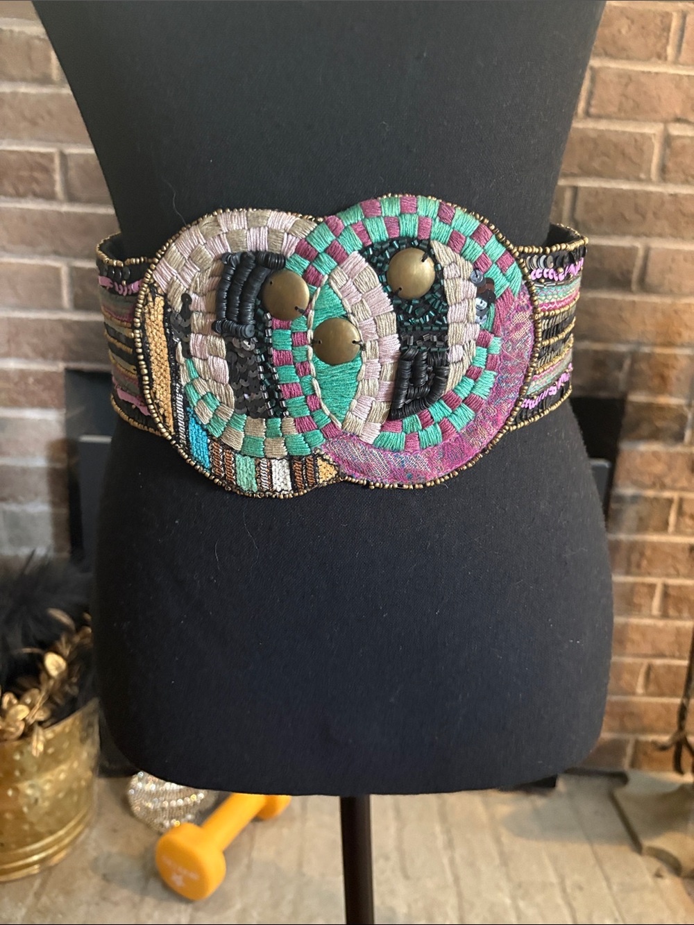 Zara Multicolor Embroidered Statement Waist Belt